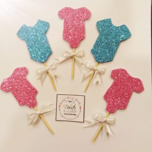 Welcome Baby Boy/Girl Onesie Shape Cupcake Toppers