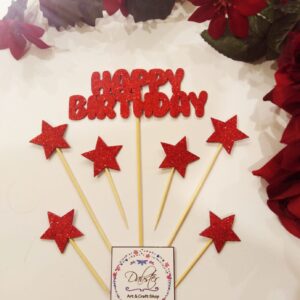 Red Birthday Topper For Cakes/Glitter Formic Topper