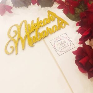 Elegant Nikkah Mubarak Topper /Glitter Formic Topper