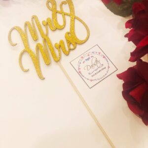 Shiny Gold Glitter Mr & Mrs Topper /Glitter Formic Topper