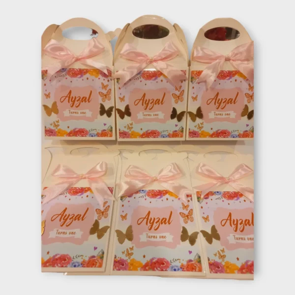 Personalized Pastel Shade Butterfly Theme Goodie Bags/ Goodie Boxes/Favor Boxes