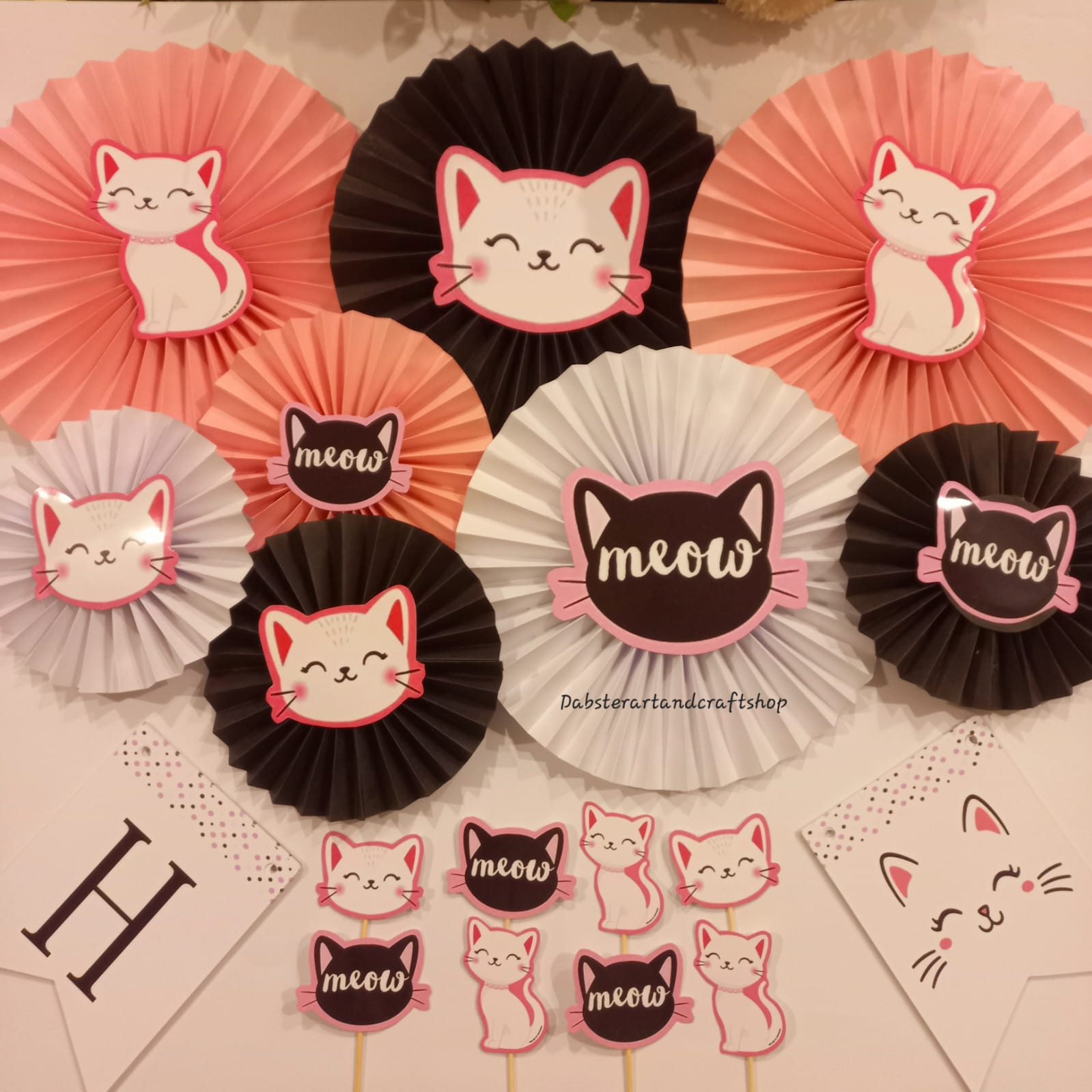 Meow Cat Decoration/Paper Rosset Set Complete Package
