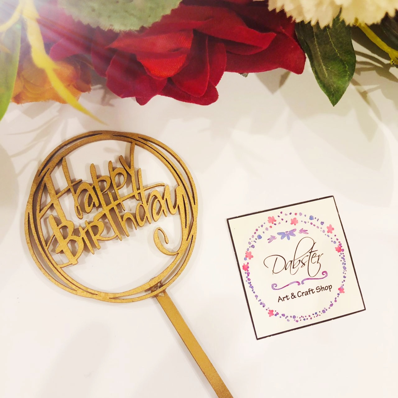 Wooden Gold Birthday Fun Cake Topper