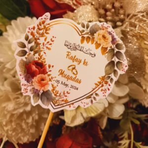 Heart Shape Customized Methai Toppers/ Sweet Toppers