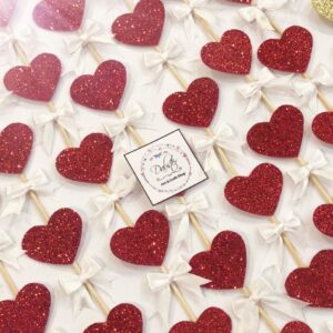 Heart Shape Glitter Toppers/Cupcake Toppers