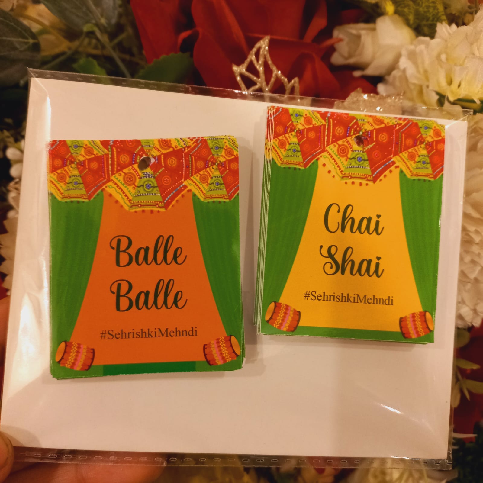 Festive Dholki Favor Card with Traditional Patterns