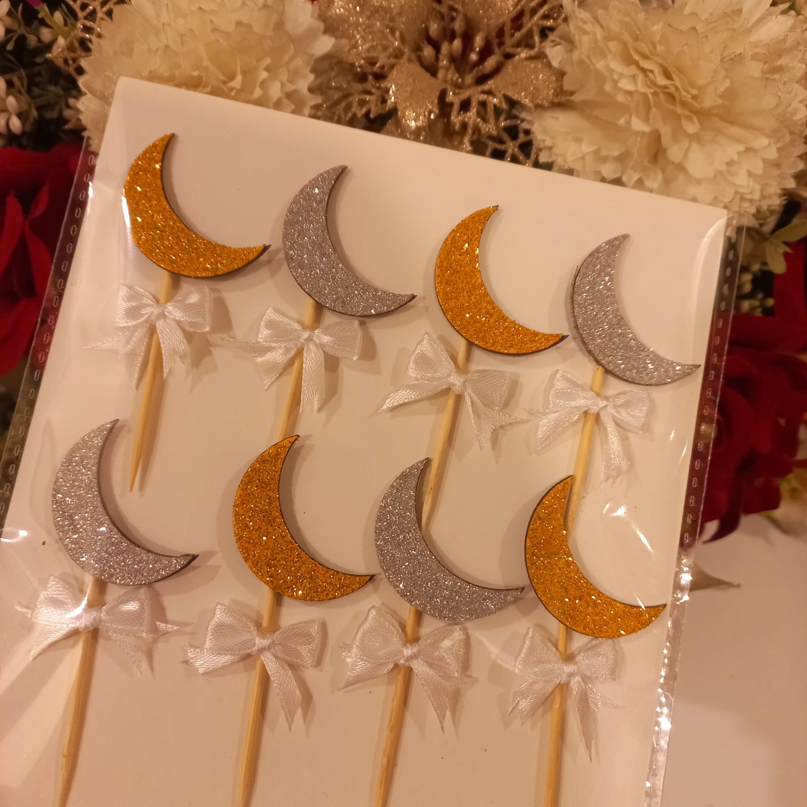 Majestic Glitter Moon Shape Eid Topper