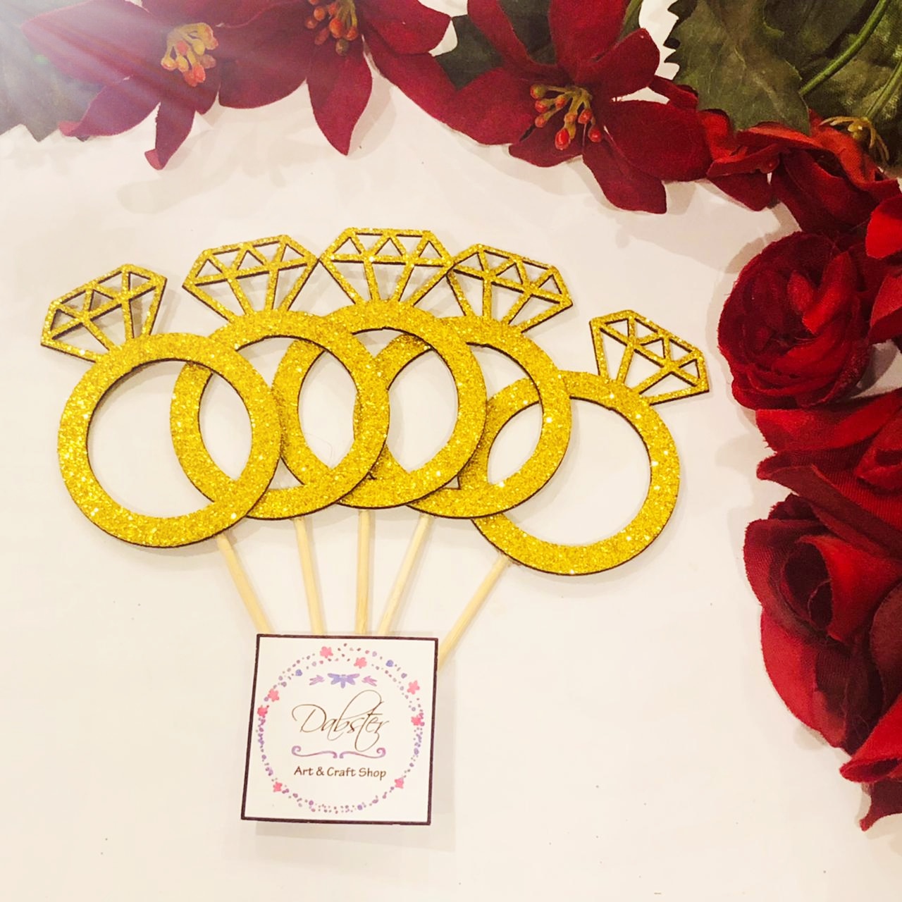 Engagement  Ring Shape Methai Toppers/ Sweet Toppers