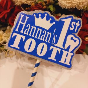 Customized First Tooth Cake Topper- Shimmery Look