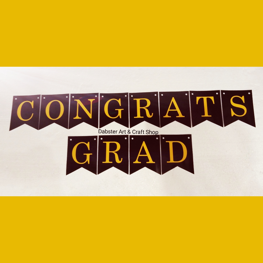 Graduation Day- CONGRATS GRAD Black & Gold Banner