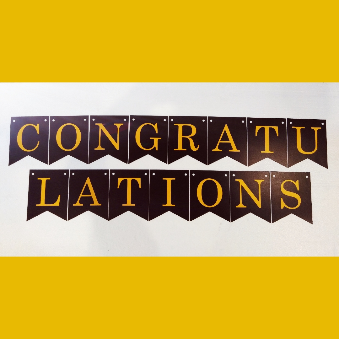 Graduation Day- CONGRATULATIONS Black & Gold Banner