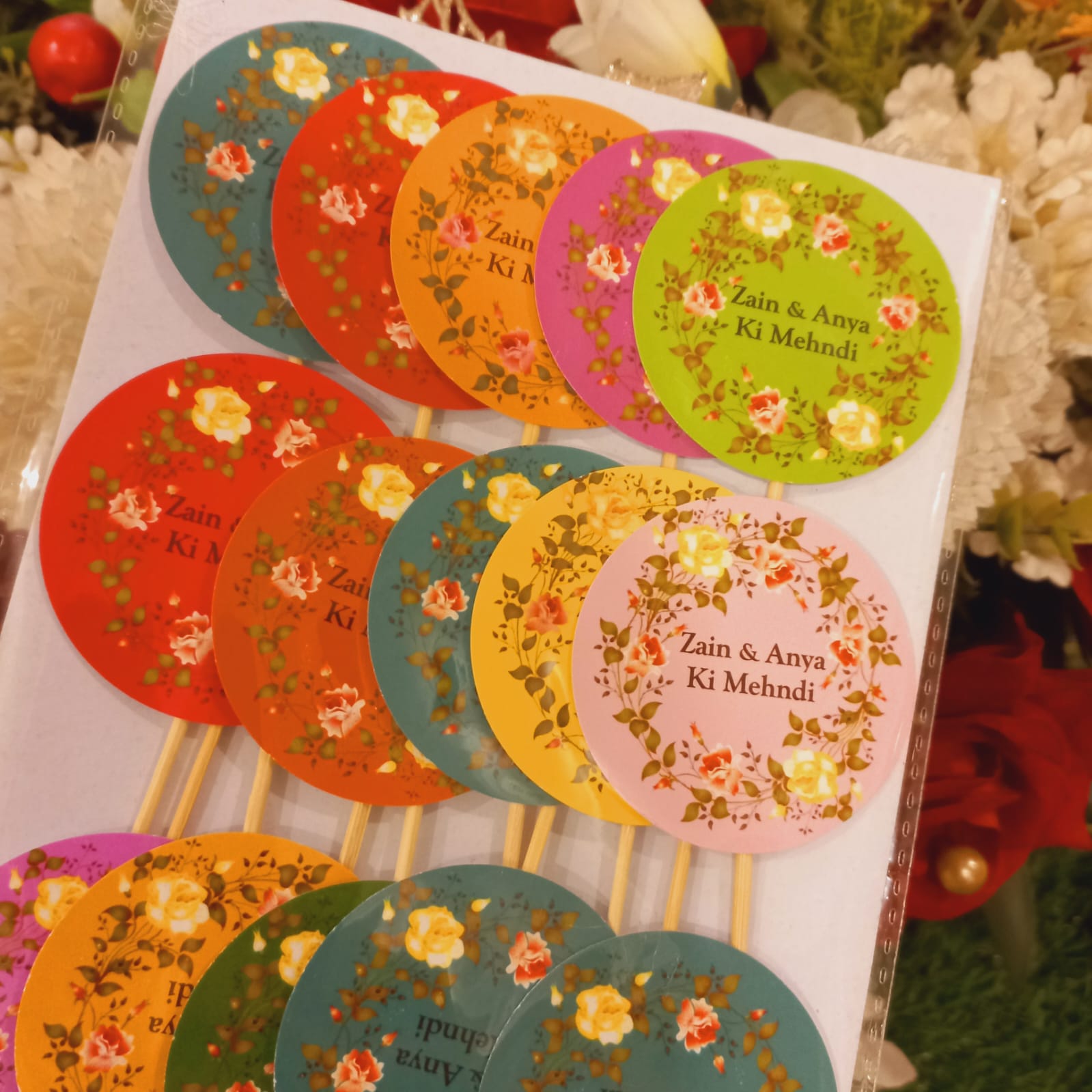 Floral Traditional Mehndi Sweet Toppers
