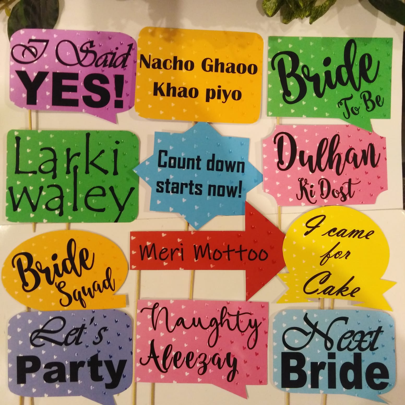 Traditional Mehndi Design Photo Booth Props Set