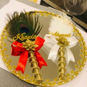 Red/Gold Customized Classic Nikkah Pens With Mirror Tray /Qabool Hai Nikkah Pens