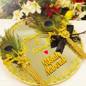 Gold Customized Classic Nikkah Pens With Mirror Tray /Qabool Hai Nikkah Pens