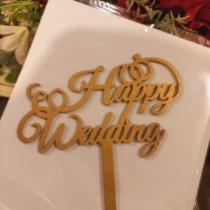 Happy Wedding Topper/Wooden Cake Topper