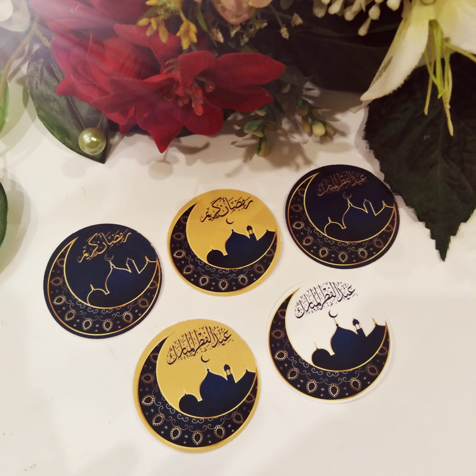 Ramadan/ Eid Lantern and Moon Round Stickers