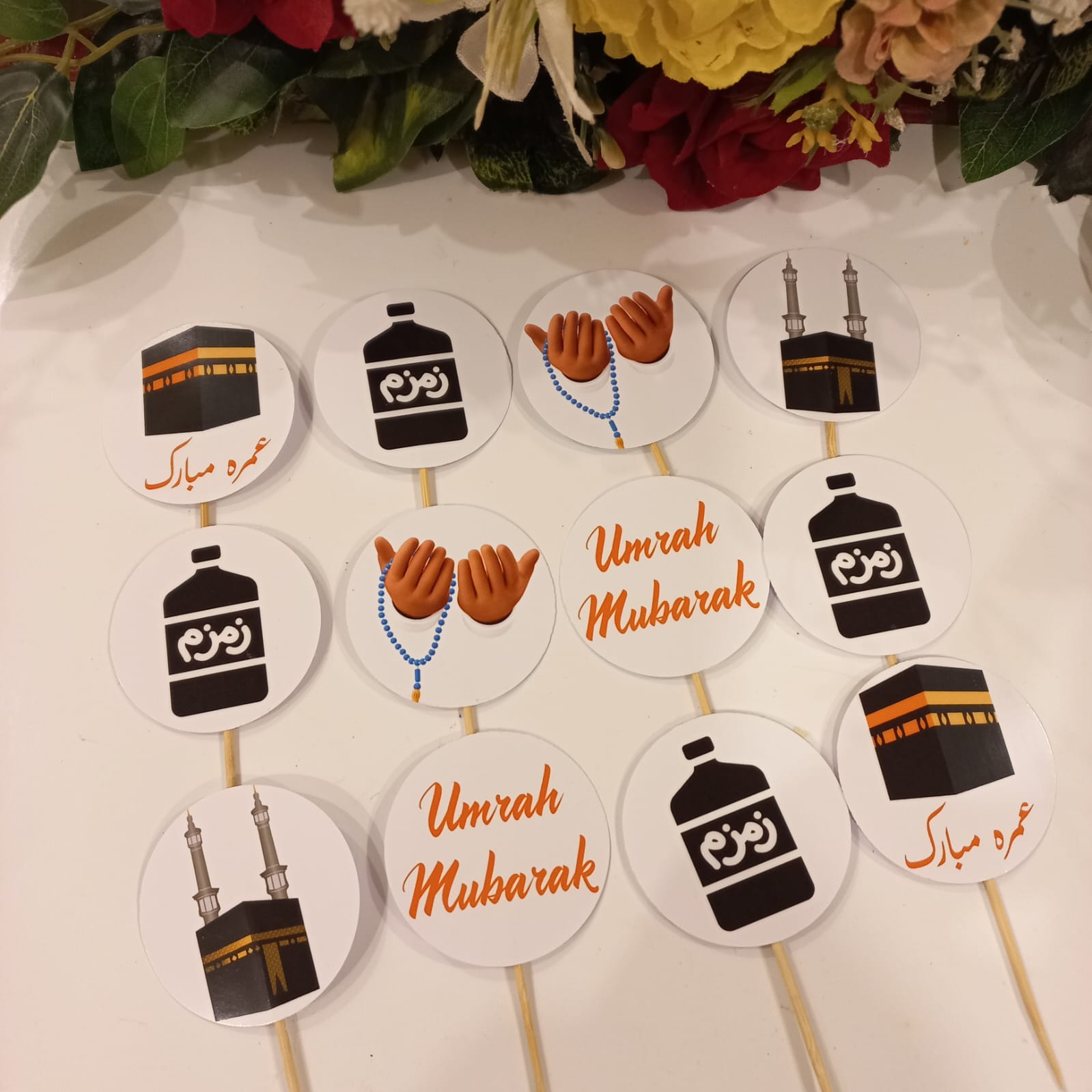 Umrah Mubarak Elegant Mini Cupcake Topper Pack
