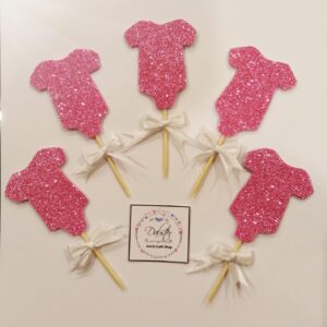 Welcome Baby Girl Onesie Shape Cupcake Toppers